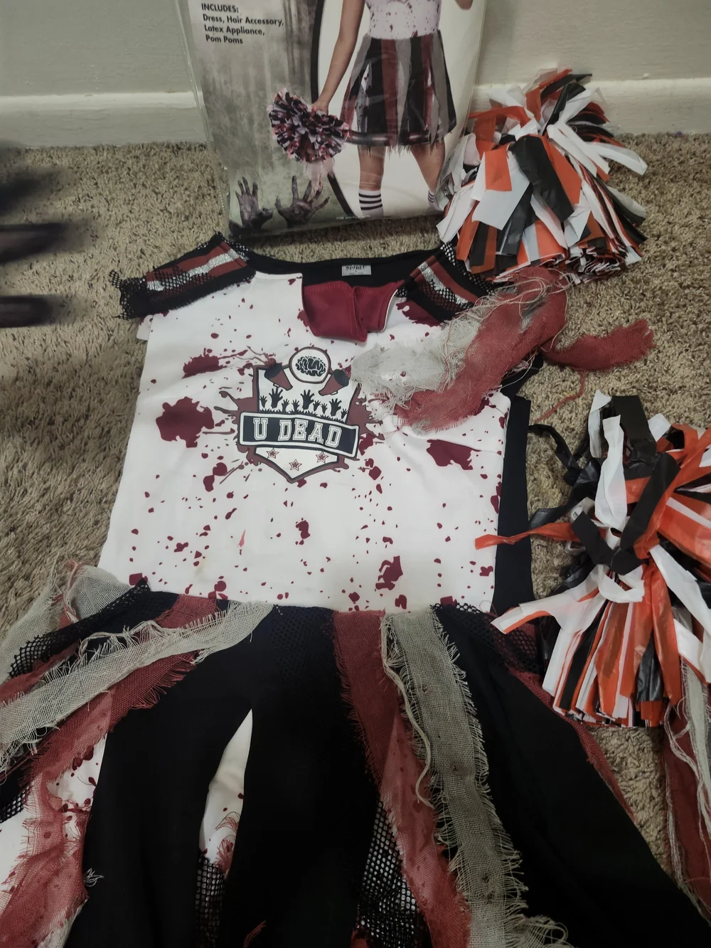 Spirit Never Dies Zombie Cheerleader Costume - White and Red